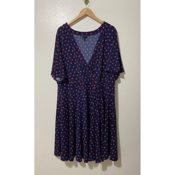 Torrid Dresses & Skirts - Torrid Women's Navy Blue Heart Midi Flutter Sleeve Dress Size 3x